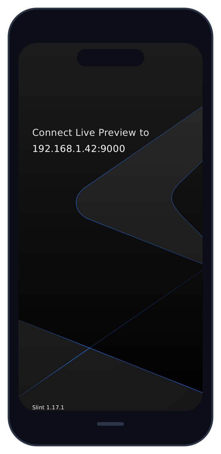 The remote viewer waiting for a connection on a phone, showing the address to connect to